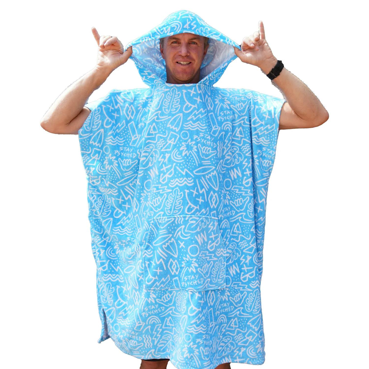 Stay Psyched Surf Towel Changing Poncho